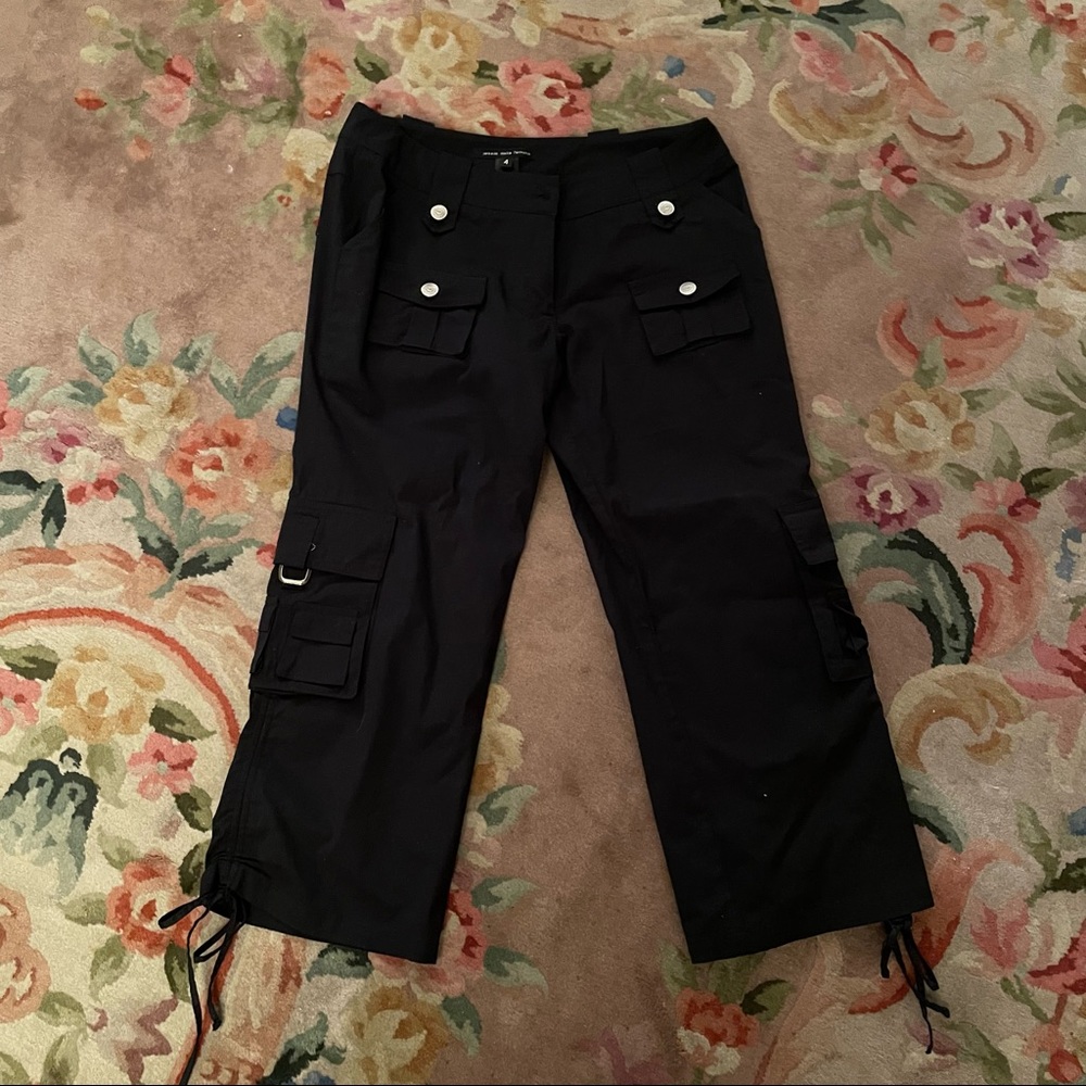 Black cargo capri pants